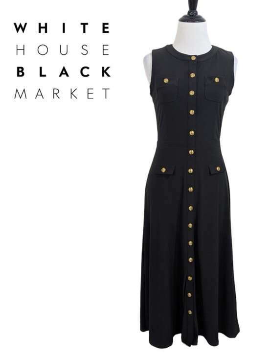 White House Black Market Dresses & Skirts - NEW White House Black Market Sleeveless Jersey Crest Button Midi Dress Size 0